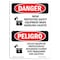 Signmission OSHA Danger, Wear PPE Handling Caustic Bilingual, 10in X 7in Decal, 7" W, 10" H, Bilingual Spanish OS-DS-D-710-VS-1615 - alternate 1